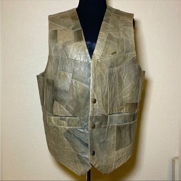 One of a kind Leather Patch Vest - Picture 1 of 12